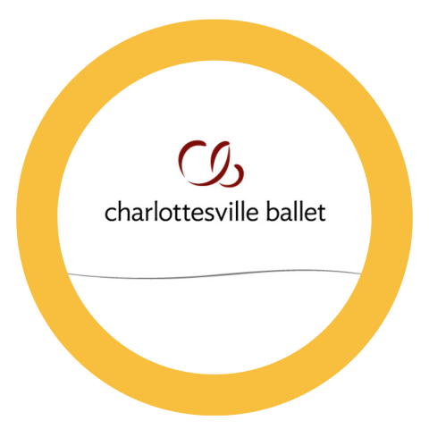 Charlottesville Ballet in a yellow circle