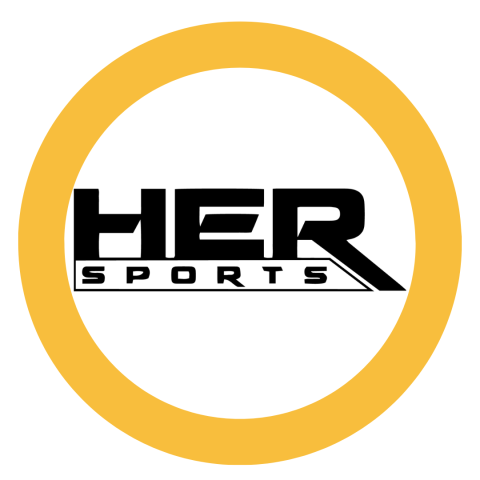 H.E.R. Sports logo in a yellow circle