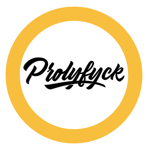 Prolyfyck logo in a yellow circle