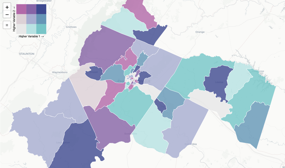 Climate Equity Atlas map of the Charlottesville region